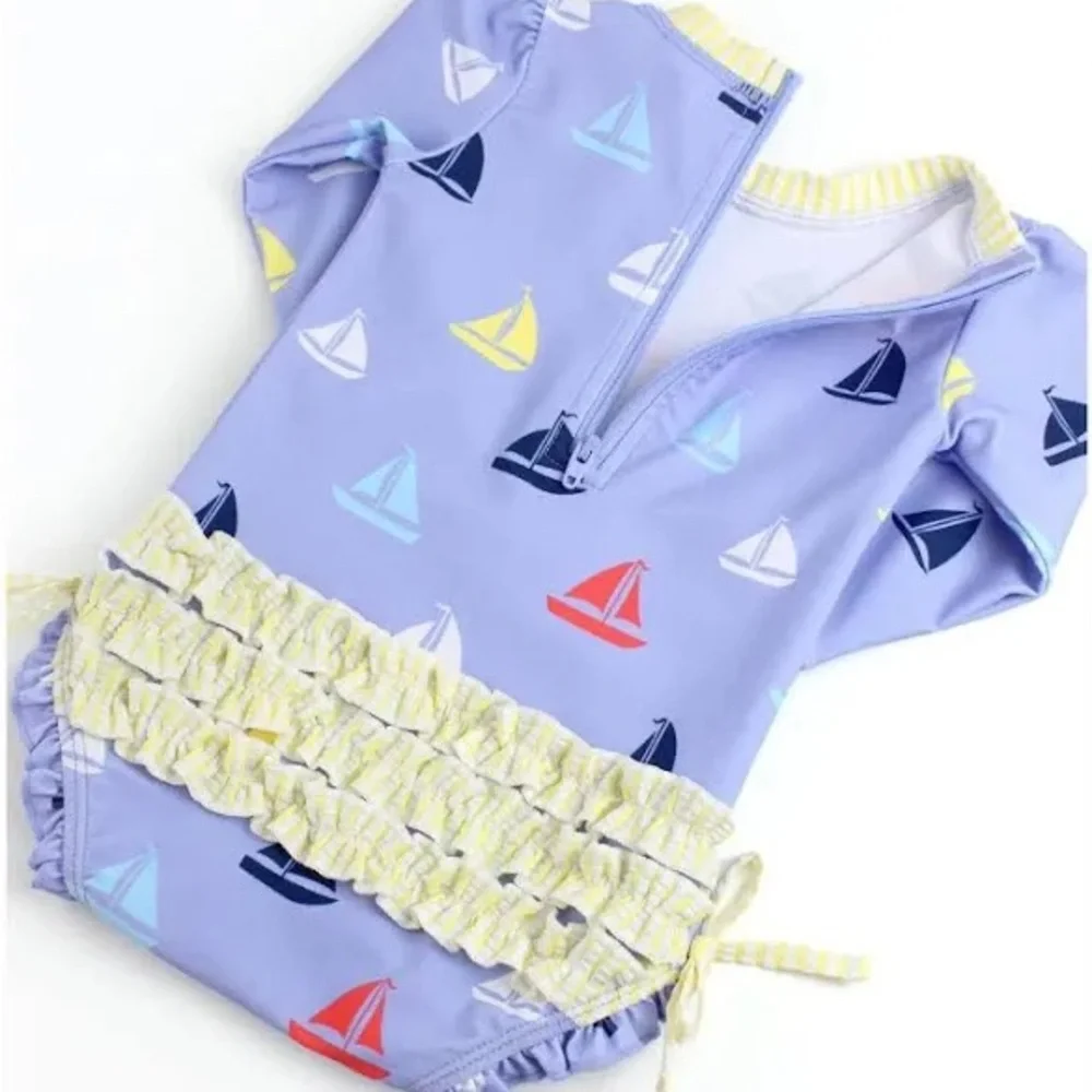 NWT Ruffle Butts Long Sleeve Rash Guard 3-6M - Picture 5 of 6